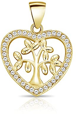 DTPsilver® Ciondolo Celtico in Argento 925 Placcato in Oro Giallo - Ciondolo Albero della Vita con Zirconia Cubica