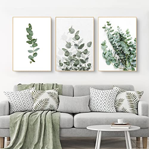 CULASIGN 3er Set Premium Poster,Moderne Grüne Pflanzen Poster Set Bilder,Grüne Blätt Bilder für Schlafzimmer Wohnzimmer Deko,Ohne Rahmen (B, 30x40cm)