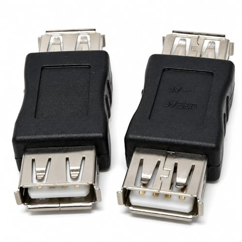 DRUT 2pcs USB Coupler 2.0 Female to Female, Black | Converter Adapter Connector, Gender Changer, Joiner Cable
