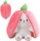 WOKICOR Hase Kuscheltier Plüschtiere Erdbeer Osterhase Plüsch Kuscheltier Versteckspiel Hasen Kuscheltiere Erdbeer Plüsch Ostergeschenke Für Kinder, Jungen, Mädchen (18cm hoch)