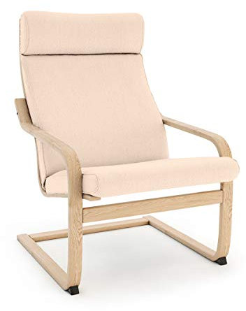 Vinylla Sesselersatzbezug hergestellt für IKEA POANG Stuhl (Kissen-Design 3, Baumwolle - Beige)