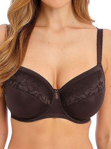 Fantasie Women's Illusion Underwire Side Support Full Coverage Bra, Sheer, Chocolate, 36F