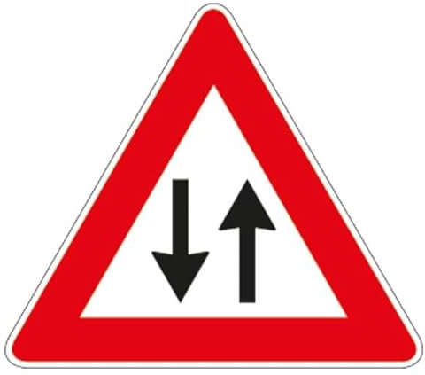 GLOBAL CARTELLO IN LAMIERA SCATOLATA TRIANGOLO lato 90cm - DOPPIO SENSO DI CIRCOLAZIONE - SEGNALE CATARIFRAGENTE CON CAVALLETTO (Solo cartello)
