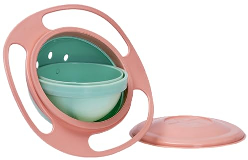 Bol Bébé Anti-Renversement 360° - Évitez Les Aliments Renverser, Assiette Magique Gyroscopique Universelle pour Enfant - Rose Pâle, 1 Pièce