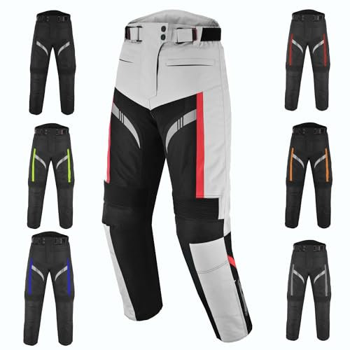 Vaster Moto Motorradhose für Herren, wasserdicht, Cordura-Textilien, Schutzhose für Motorradhose mit abnehmbaren Panzern, 6XL, L
