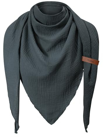 Niwicee Schal Damen Musselin Dreiecksschal-Dreieckstuch Unifarben Schal Halten Sie Warm Halstuch, Elegant Bequem Herbst Baumwolle Groß Tücher Damen Stola 190x80cm (Dunkelgrau)