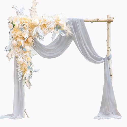 EBETA Tenda per matrimonio, decorazione a mano libera, per arco di nozze e uva a baldacchino, tenda per finestre, Mantovane in tessuto chiffon (Grigio chiaro, 145 x 600 cm)