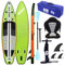 Stand up Paddling Board Aufblasbare SUP Board Set, Kajak Sitz, 330x76x15cm, Tragkraft bis 150Kg, Integrierte Kick-Pad, 3 Finnen,Adjustable Double Paddle, Green