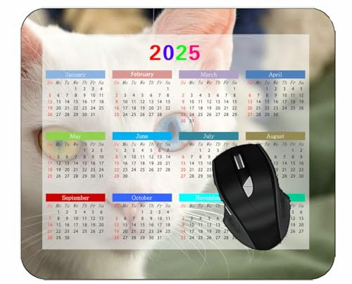 YENDOSTEEN Gaming Mouse Pad 2025 Year Calendar,Heterochromia Different Eyes Color Light Cat Anti Slip Rubber Mousepads #320