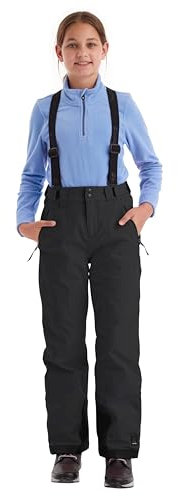 killtec Mädchen Skihose mit abzippbarem Latz und Kantenschutz Girls Skihose 242, schwarz, 152, 43402-000