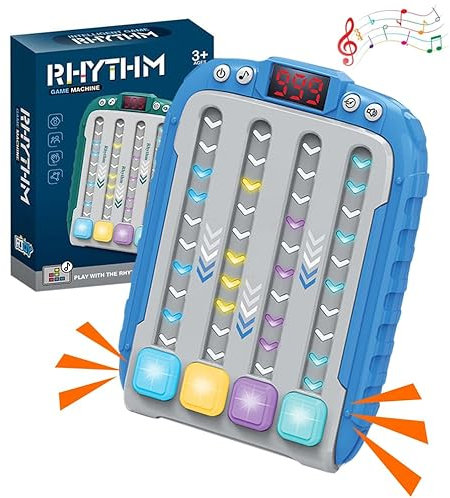 Jastown Electronic Music Rhythm Game Machine, 2025 Upgraded Quick Push Interactive Puzzle Game Console, Handheld Fidget Sensory Toy with Music & Lights for Kids and Adults, Rhythm Master (Blue)