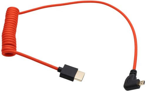 HangTon Micro HDMI to HDMI 4K 8K 60p Cable for ATOMOS Ninja V Inferno SmallHD Cine Indie Monitor Canon R6 Mark II R5 C R8 Sony ZVE10 A7C A7R4 A7S2 Panasonic S5 S9 GH4 Camera, Left Angled 50cm