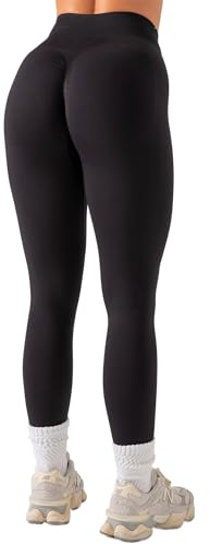 OUDOTA Sport Leggings Damen Scrunch Butt Gym Leggins Seamless High Waist Butt Lifting Yoga Hose Shape Push Up Sportleggins Damen Lang Schwarz,S