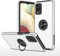 XYZNTMF for Samsung A12 Case Built-in Ring Holder Shockproof Samsung Galaxy A12 Phone Case Silicone Bumper Matte Hard PC Shell Support Magnetic Car Mount Full Protective Skin Cover, Silver