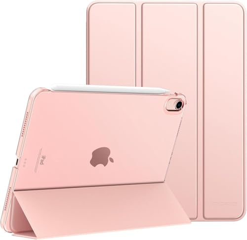 World Biz Smart Case per iPad Air 11 (2024) M2 - Custodia sottile in pelle PU con supporto posteriore traslucido, funzione di accensione/spegnimento automatico, oro rosa
