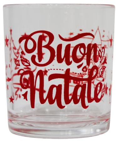 Omniacasa Set di 6 Bicchieri Natalizi in Vetro Trasparente Scritta Buon Natale e Villaggio Innevato Colore Rosso, Ideali Per La Tavola di Natale, Resistenti e Duraturi, Capacità 30cl