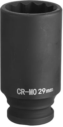 sourcing map 12-Point Deep Impact Socket 1/2 Inch Drive 29mm Metric Chrome Molybdenum Alloy Steel Spindle Axle Nut Impact Socket