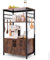 COSTWAY Küchenregal mit Schrank, 3-stöckiger Bäckerregal mit 2 offenen Ablagen & 10 Haken, Mikrowellenregal industriell mit Metallrahmen, Standregal für Küche, Esszimmer, 60 x 40 x 100cm