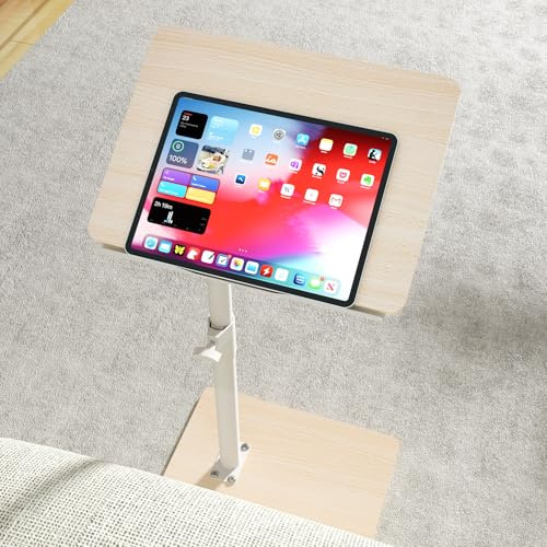 YUHFERA Plateau d'accoudoir de canapé pour canapé – Pivote à 360° en hauteur avec extrémité réglable pour petits espaces, table d'appoint pour lit ou chaise avec fente pour téléphone et tablette