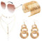 GlamRays 4Pcs 70er Disco Accessoires für Party Halloween Kostümverkleidung 70er Disco Kostüm Accessoires Set für Frauen mit prächtigem Spiralarmreif Disco Sonnenbrillen