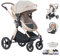 Shineey Poussette 3 en 1,poussette pliable Avec Siège Auto, Poussette Bébé Compacte Réglable en Hauteur Avec, Poussette Trio Cadre en Alliage d'aluminium Haut Paysage système de voyage