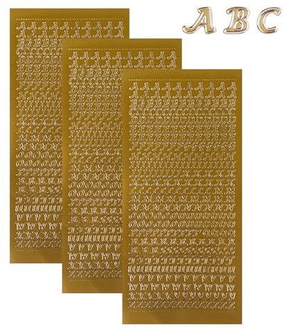 3 Blatt Wachsbuchstaben für Kerzen - Buchstaben Zahlen Aufkleber Gold, Klebebuchstaben, Wachszahlen Kerzensticker, für Taufe Kommunion Hochzeit Fotoalbum Scrapbook Geschenk Umschlag
