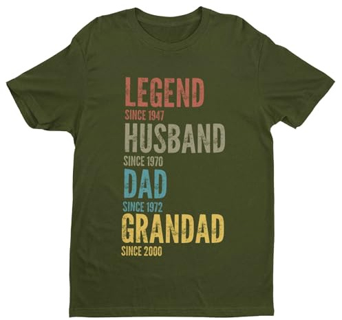 Galaxy Tees Legend Husband Dad Grandad T-Shirt | Customise the family titles and years for a grandad, dad, husband or legend design; a personalised adult unisex tee.