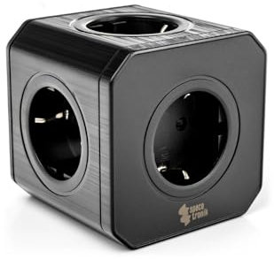 Spacetronik Steckdosenwürfel mit Überspannungsschutz, Mehrfachsteckdose Würfel, Erweiterbare Verteilersteckdose, 4000W, Kompakte Steckdosenleiste für Büro & Zuhause