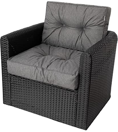 Bjird Sesselkissen 2-teilig – Sitzkissen & Rückenkissen für Rattansessel, Stuhlkissen, Rattanmöbel & Gartenmöbel – Outdoor Auflage – wasserabweisend, rutschfest, Oeko-TEX - Graphit - 68x68 cm
