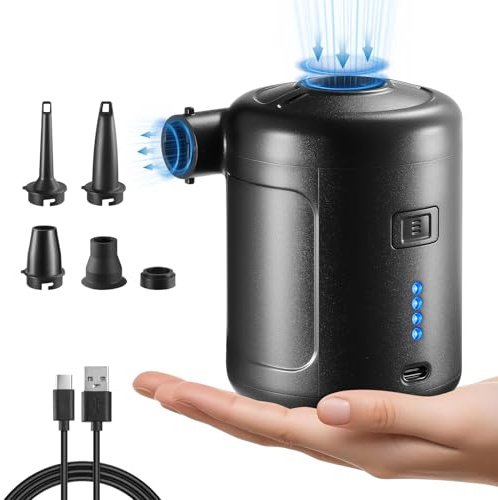 Portable Air Pump for Inflatables, Rechargeable Air Mattress Pump, 6000mAh