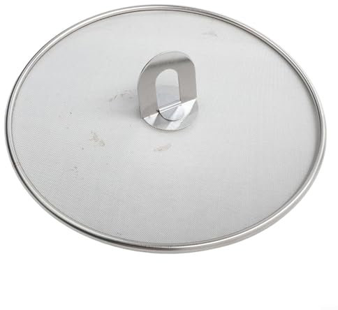 Schermo antischizzi in acciaio inox, anti-grasso, paraspruzzi per cucina, facile da pulire, lavabile, copertura in rete per varie pentole (25 cm)