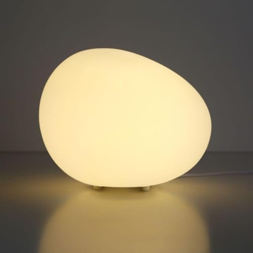 YJIANGH Lampe de table en forme de galet, lampe de bureau en acrylique blanc, lampe de bureau mignonne avec interrupteur à bouton-poussoir, lampe de nuit d'ambiance décorative for chambre à coucher, s