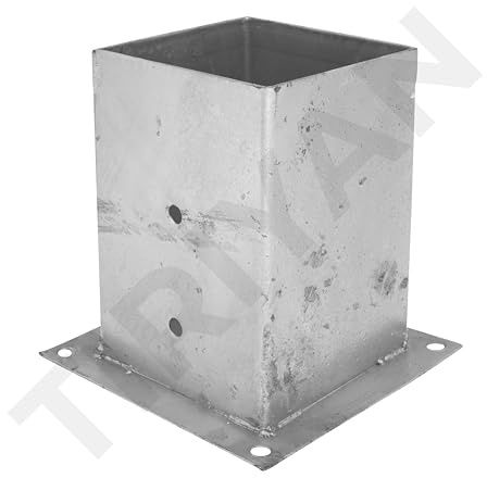 Bolt Down Fence Post Support Heavy Duty Galvanised Square Foot Base Bracket 140mm x 140mm