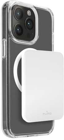 Puro Slim Power Mag Power Bank 4200mAh, Compatibile MagSafe, Ultra Sottile 1cm, Ricarica Wireless, Porta Type-C, per iPhone 12 e successivi, Bianco