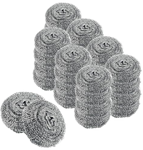 NAMYEUT 30 PCS Spiral Stainless Steel Scourers Bulk, Heavy Duty Reusable Metal Scouring Cleaning Steel Wool Scrubber for Remove Grease at Pan,Kitchen, Cookare and Grills