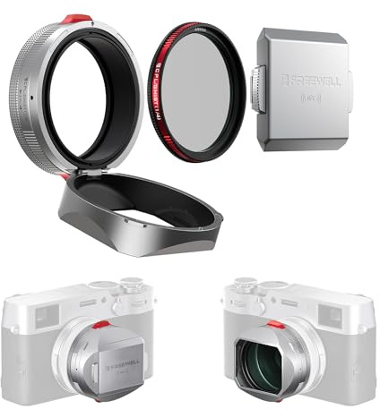 Freewell The Real Gegenlichtblende - Hybrid CPL/Mist Filter | , Flipable, Touchless Filterbetrieb für Fuji X100VI, X100V, X100 Series (Silber)