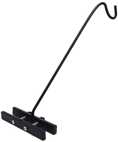 HELEVIA Deck Bird Feeder Hanger, Heavy Duty Steel 360 Degree Rotating Hook Extension Pole, Adjustable Clamp, Fits Up to 2.5 inch Fence Thickness, for Flower Basket Decorative Light