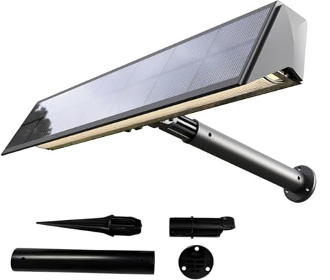 Solarsys – Illuminazione Solare per Cartello o Insegna – Faretto LED 6000K Bianco Freddo, Sensore Crepuscolare‑Aurora, Supporto Regolabile, Luce Senza Fili per Giardino, Cortile o Terrazza