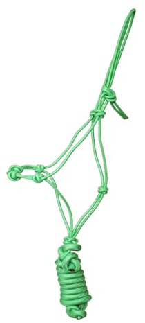 JF-Reitsport Knotenhalfter-Set mit 4 Knoten, Seilhalfter mit 280 cm Führstrick, Größe Full, (Grün)