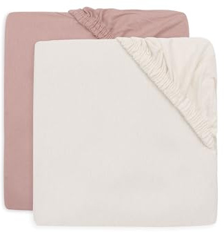 Jollein Drap-Housse Jersey - pour Lit Enfant - Wild Rose/Ivory - Lot de 2-60x120cm - Drap-Housse en Coton - Certifiée Oeko-TEX