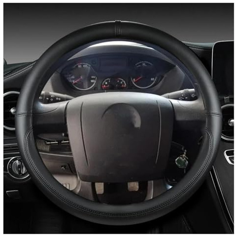 Lenkradschutz Mikrofaser-Leder-Auto-Lenkradabdeckung Für FIAT Für Ducato Für Peugeot Für Boxer Für Citroen Für Jumper Autozubehör Auto Lenkradbezug(Schwarz)