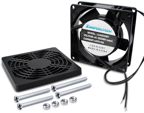 Innfeeltech 1 unidad Ventilador eléctrico de refrigeración, AC220V 92 * 92 * 25 mm Mini ventilador silencioso con doble rodamiento de bolas para máquinas de hielo, refrigeradores y PC