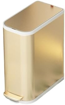 Xumh2024-3 Poubelle de Cuisine Poubelle métallique de 7 litres avec Couvercle à Fermeture Douce, pédale et Seau Amovible for espaces restreints, idéale for Le Bureau.(Gold)
