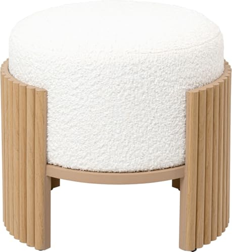 Kare Design Hocker Samu Nature, Braun/Weiß, Ø43cm, Rund, Sitzhöhe 40 cm, Sitzhocker, Modern, Pflegeleicht, Flur