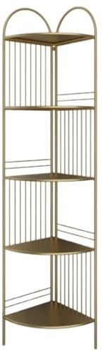 JYARZ Eckregal Arbeitszimmer 5-stufiges Metall-Eckregal, Eckregale, Eckständer, Regal, Aufbewahrung Für Wohnzimmer, Küche, Schlafzimmer Bücherregal Ecke(Gold)