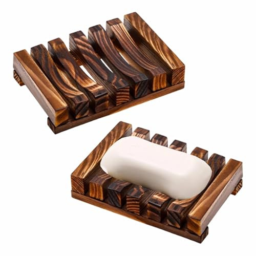 2 Pièces Porte-Savon en Bois Naturel Boîte à Savon Porte Savons