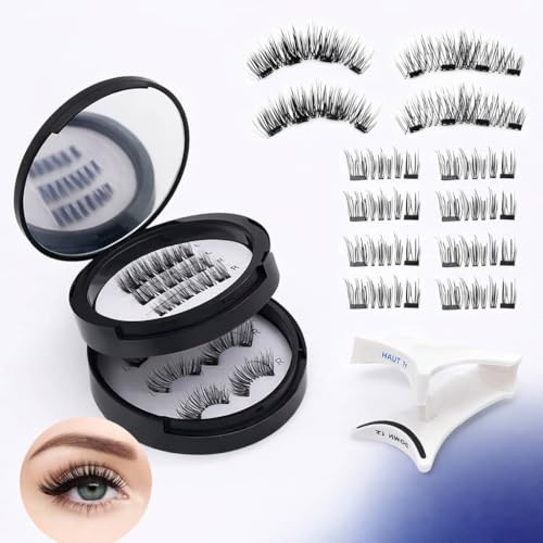 Faux-Cils Magnétiques avec Applicateur, Multiple Looks, Kit de Cils Magnétiques Réutilisables