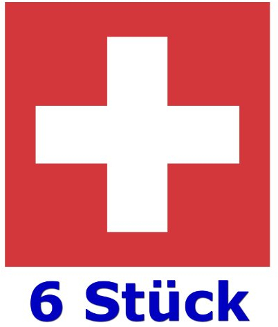 6 Stück - Folienaufkleber rotes Kreuz Größe 98 x 98 mm - für innen und außen geeignet - Verbandskasten Erste Hilfe Medizinschrank (Auf-511g)