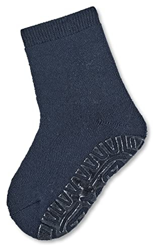 Sterntaler Fli Fli SOFT uni - Unisex Fliesen Flitzer einfarbig - warme Kinder Stoppersocken mit Innenfrottee - elastische, hautsympathische Kinder Strümpfe mit Anti-Rutsch-Sohle, marine, Größe 34