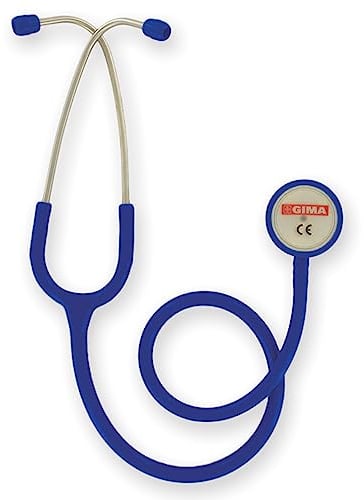 Gima Dúofono Clásico para Adultos de Doble Cabezal, Estetoscopio con Pabellón de Acero Inoxidable y Diadema con Doble Resorte Interno, Azul, 32536